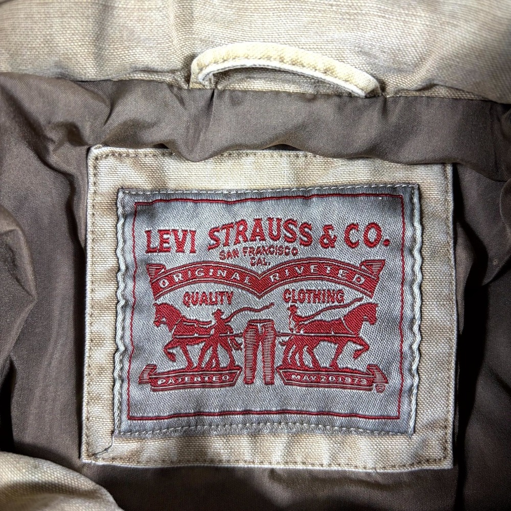 Levi's Military Jacket Mens Small Beige Cotton Canvas Workwear Utility Pockets - Picture 6 of 10